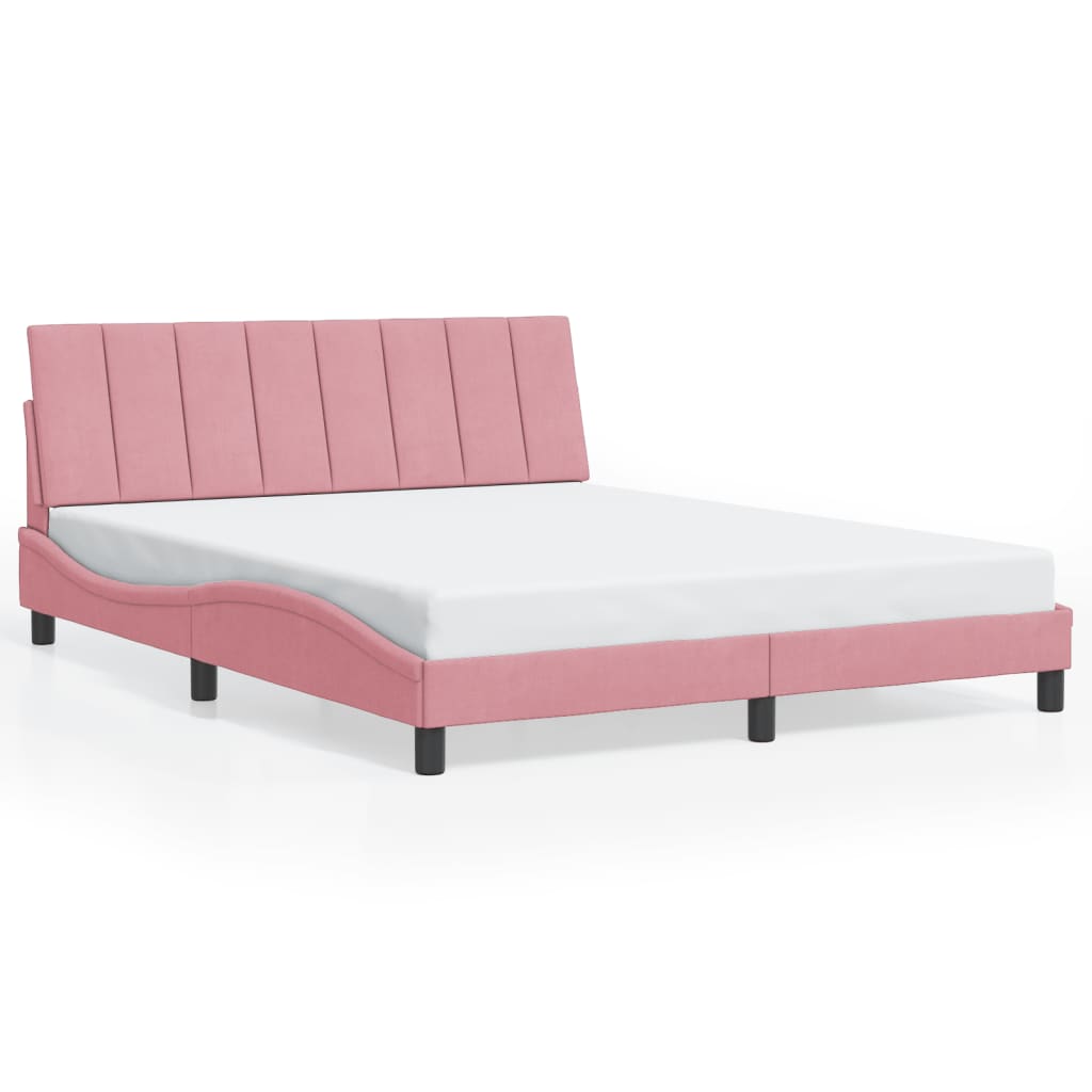 Bedframe zonder matras "Hanko" fluweel roze 160x200 cm is nu te koop bij PeponiXL, paradijselijk wonen!