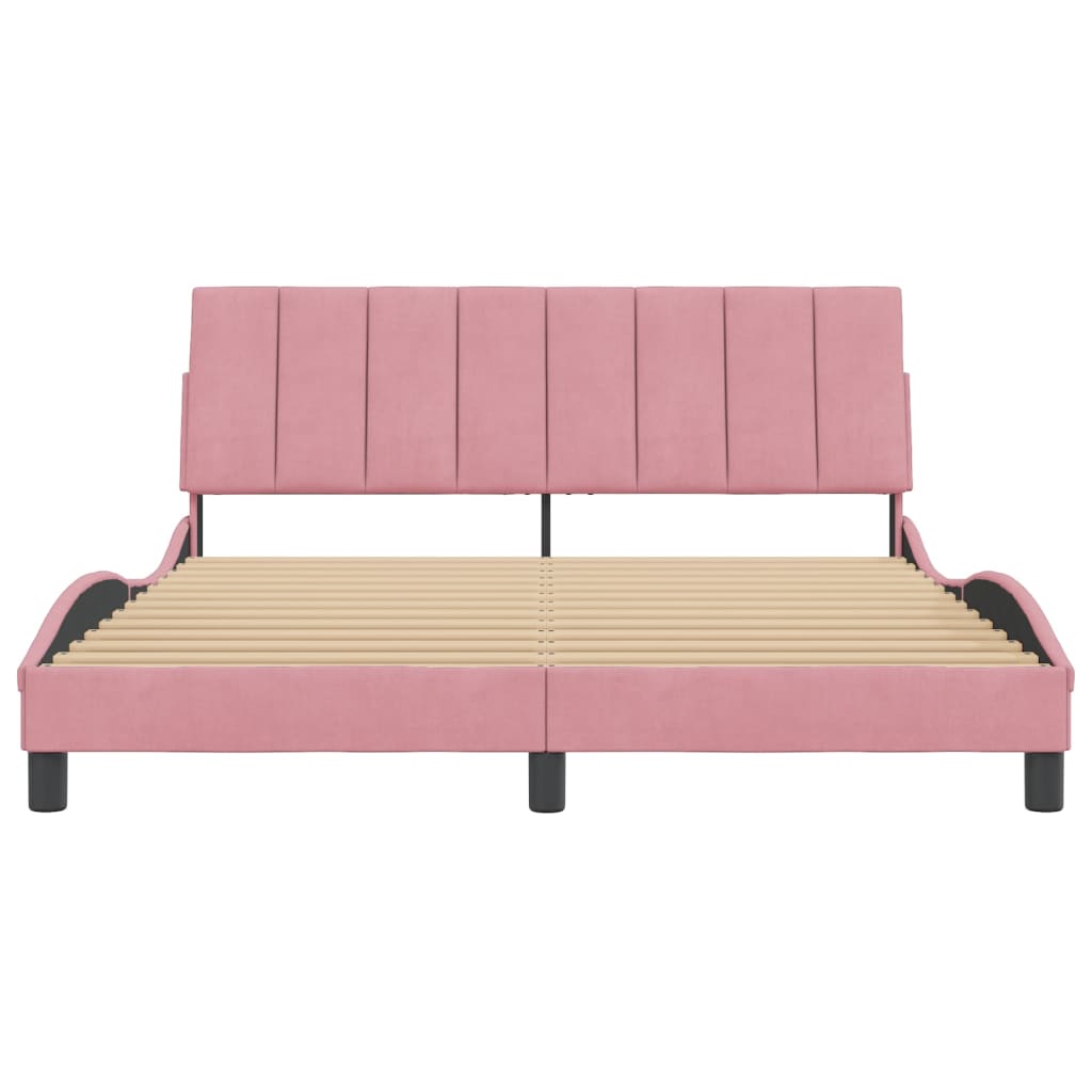 Bedframe zonder matras "Hanko" fluweel roze 160x200 cm is nu te koop bij PeponiXL, paradijselijk wonen!