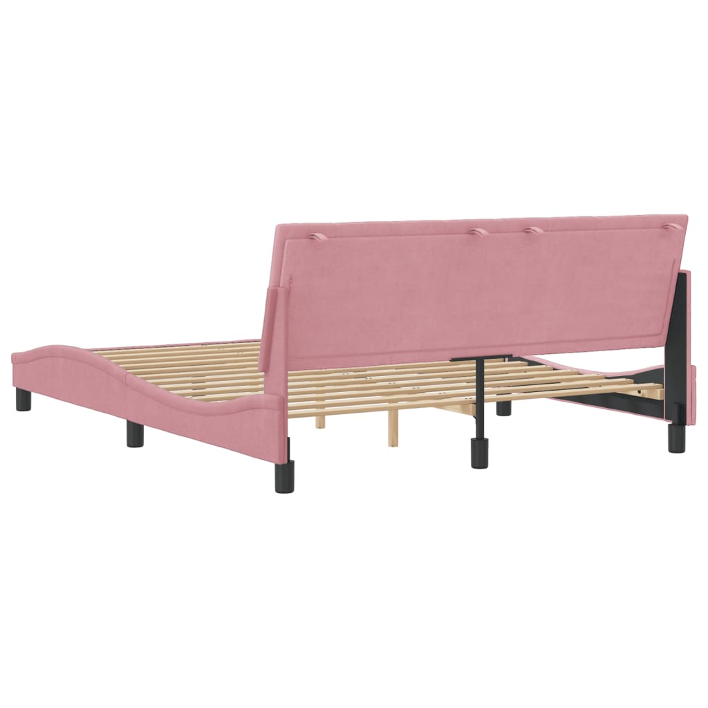 Bedframe zonder matras "Hanko" fluweel roze 160x200 cm is nu te koop bij PeponiXL, paradijselijk wonen!