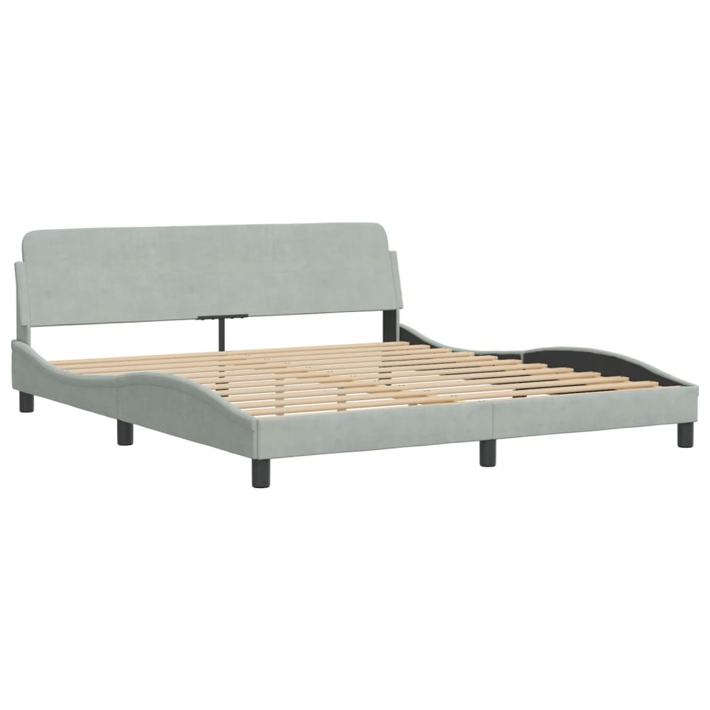 Bedframe zonder matras "Hanko" 180x200 cm fluweel lichtgrijs is nu te koop bij PeponiXL, paradijselijk wonen!