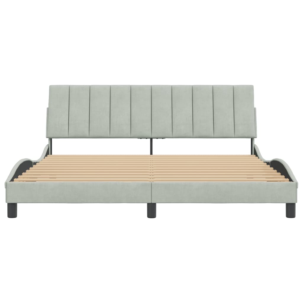 Bedframe zonder matras "Hanko" 180x200 cm fluweel lichtgrijs is nu te koop bij PeponiXL, paradijselijk wonen!