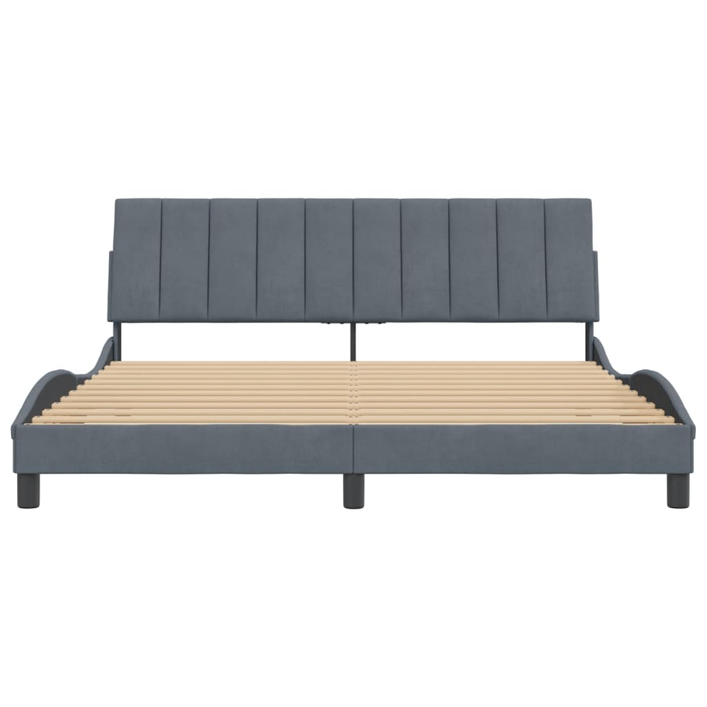 Bedframe zonder matras "Hanko" 180x200 cm fluweel donkergrijs is nu te koop bij PeponiXL, paradijselijk wonen!