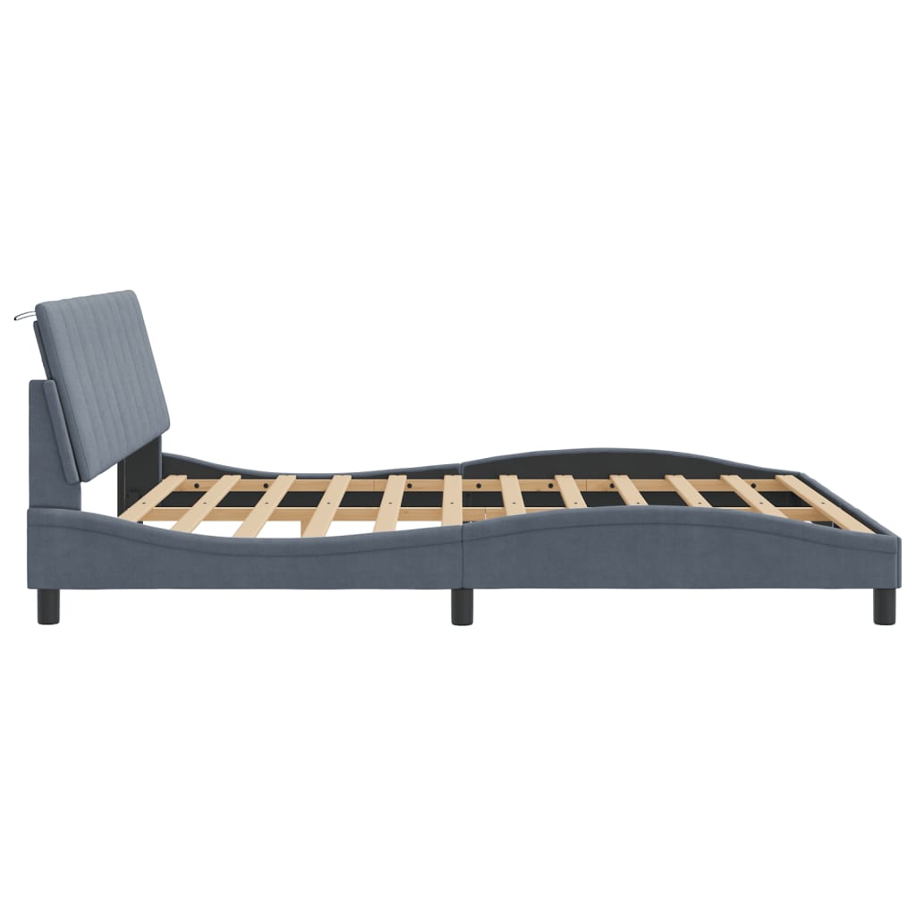 Bedframe zonder matras "Hanko" 180x200 cm fluweel donkergrijs is nu te koop bij PeponiXL, paradijselijk wonen!