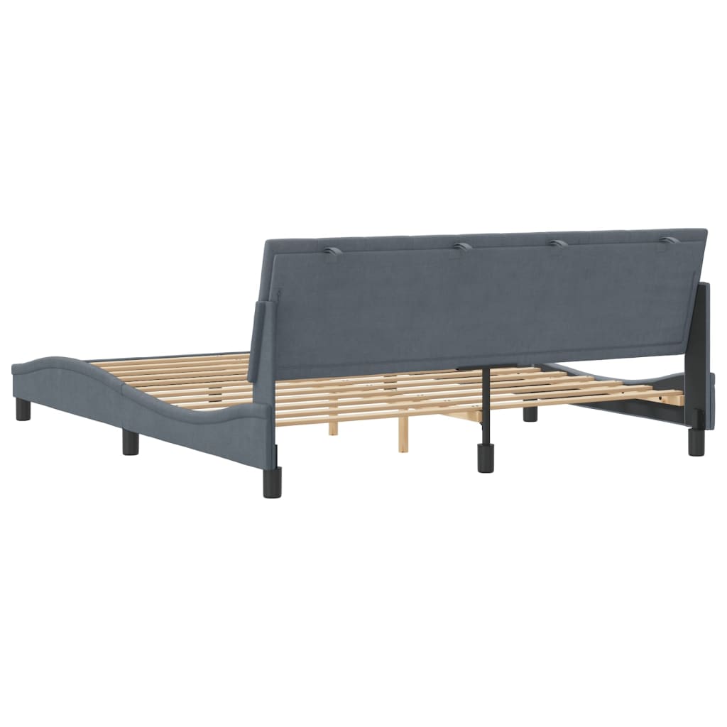 Bedframe zonder matras "Hanko" 180x200 cm fluweel donkergrijs is nu te koop bij PeponiXL, paradijselijk wonen!