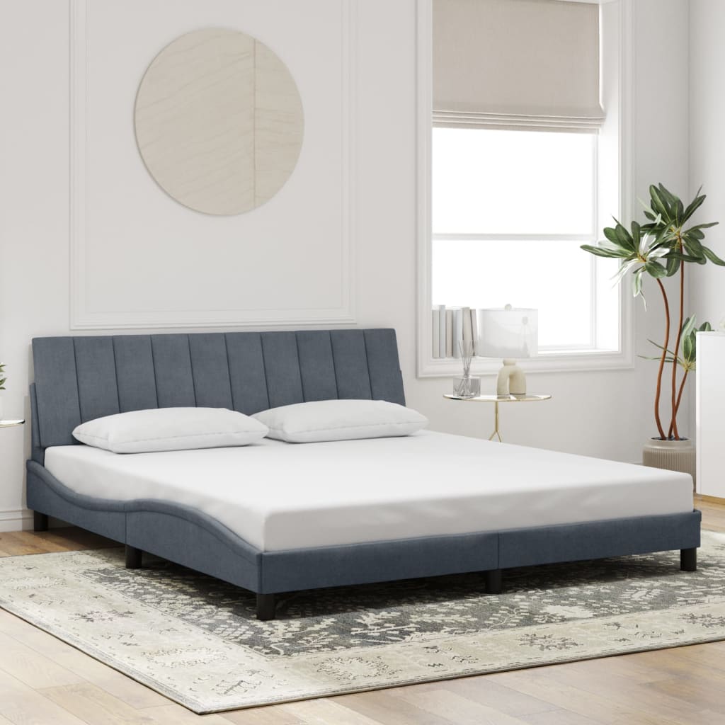 Bedframe zonder matras "Hanko" 180x200 cm fluweel donkergrijs is nu te koop bij PeponiXL, paradijselijk wonen!