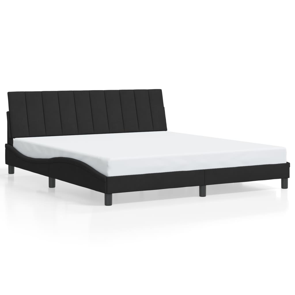 Bedframe zonder matras "Hanko" 180x200 cm fluweel zwart is nu te koop bij PeponiXL, paradijselijk wonen!