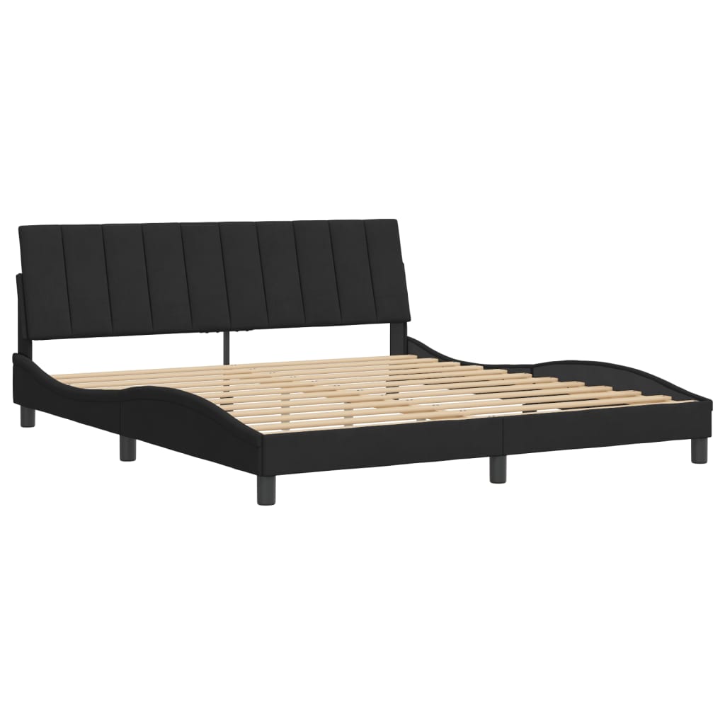 Bedframe zonder matras "Hanko" 180x200 cm fluweel zwart is nu te koop bij PeponiXL, paradijselijk wonen!