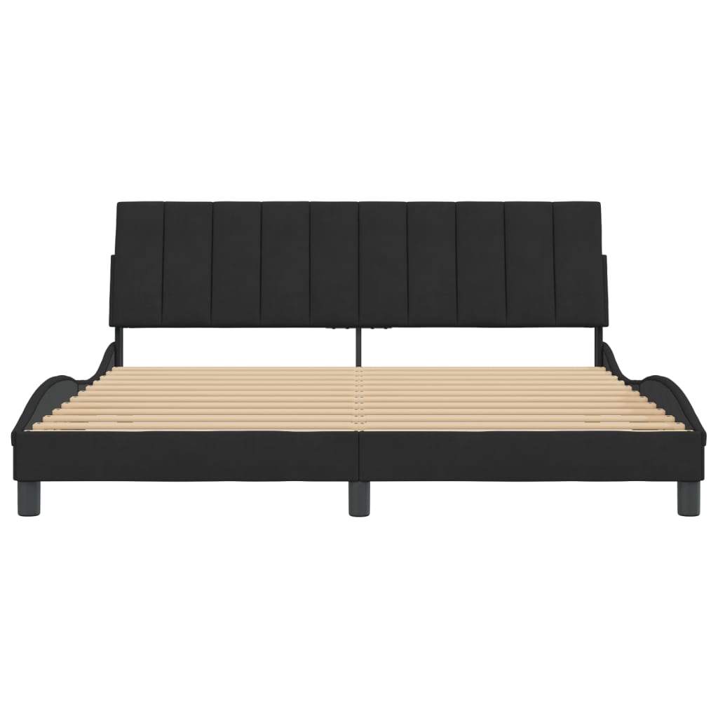 Bedframe zonder matras "Hanko" 180x200 cm fluweel zwart is nu te koop bij PeponiXL, paradijselijk wonen!
