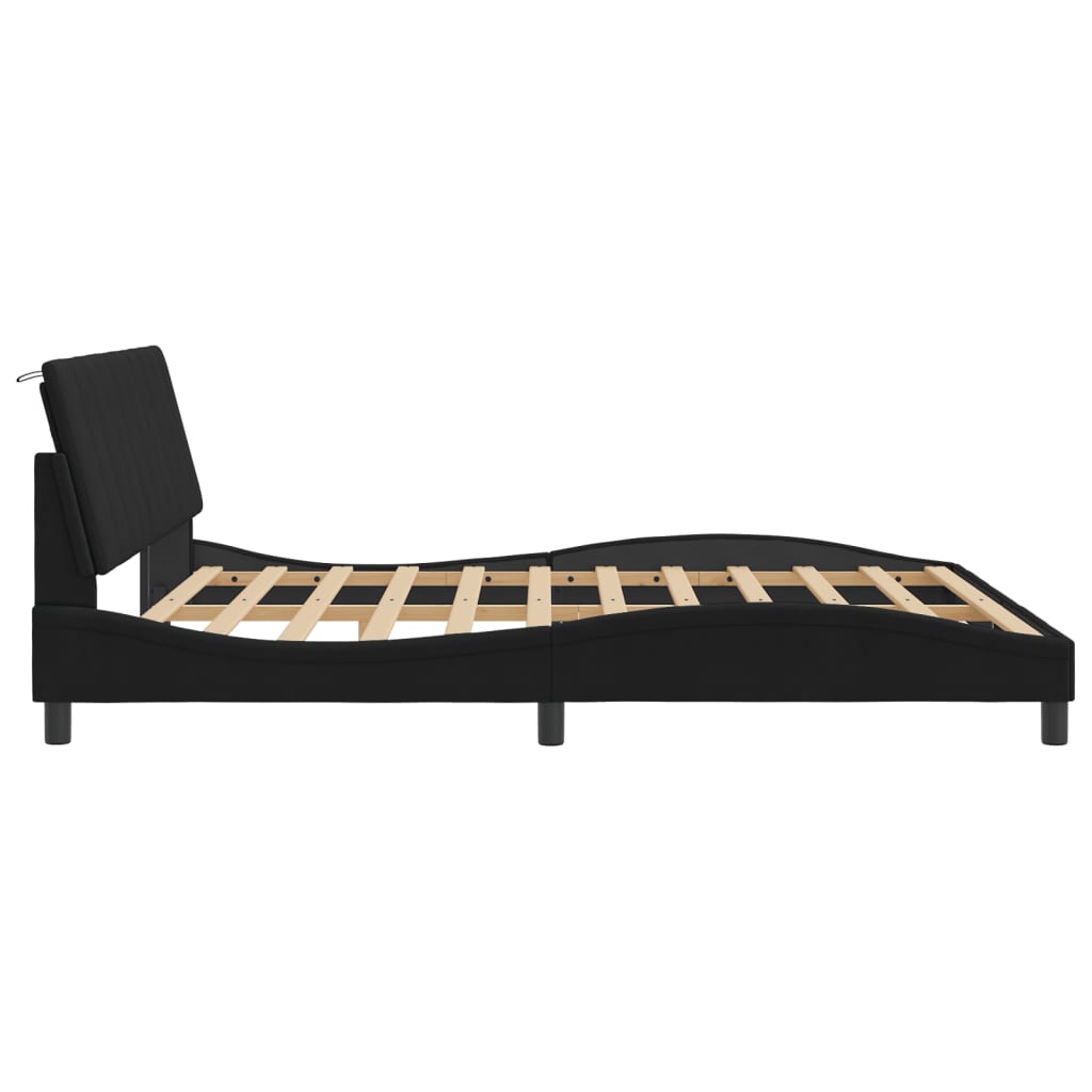 Bedframe zonder matras "Hanko" 180x200 cm fluweel zwart is nu te koop bij PeponiXL, paradijselijk wonen!