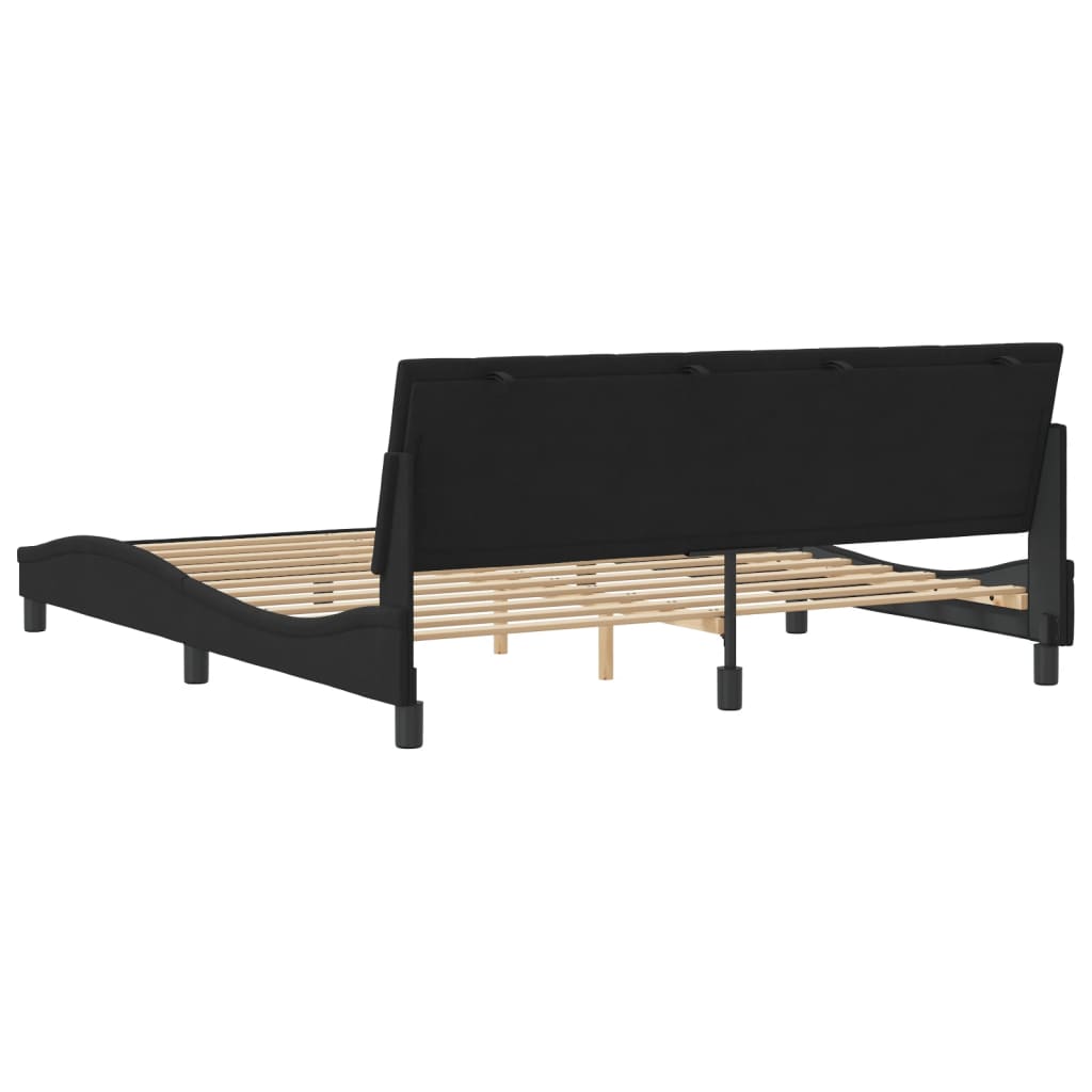 Bedframe zonder matras "Hanko" 180x200 cm fluweel zwart is nu te koop bij PeponiXL, paradijselijk wonen!