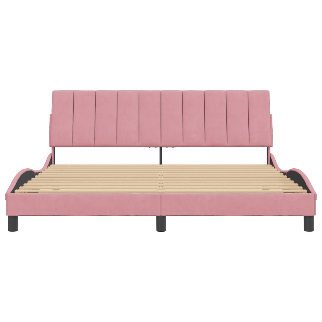 Bedframe zonder matras "Hanko" fluweel roze 180x200 cm is nu te koop bij PeponiXL, paradijselijk wonen!