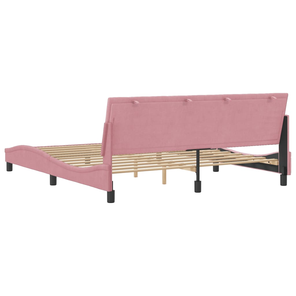 Bedframe zonder matras "Hanko" fluweel roze 180x200 cm is nu te koop bij PeponiXL, paradijselijk wonen!