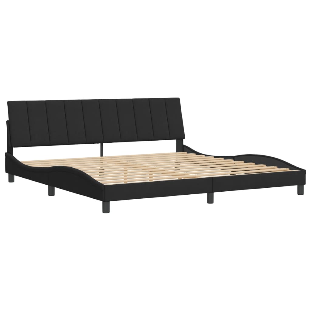 Bedframe zonder matras "Hanko" 200x200 cm fluweel zwart is nu te koop bij PeponiXL, paradijselijk wonen!
