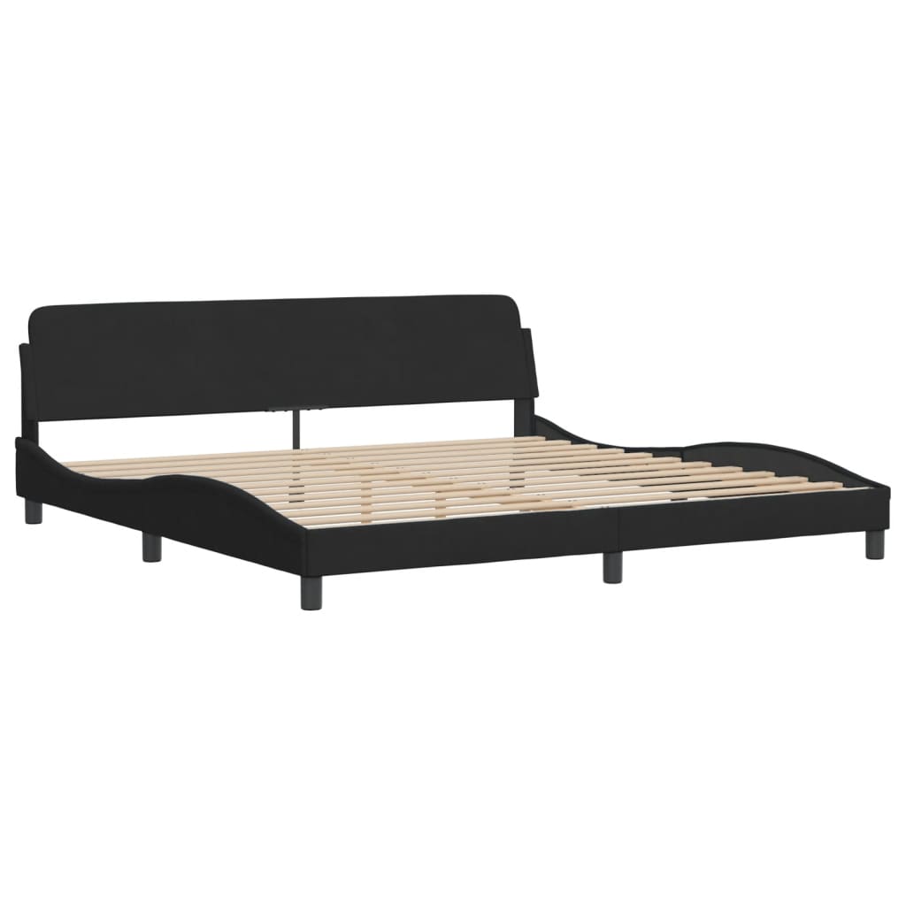 Bedframe zonder matras "Hanko" 200x200 cm fluweel zwart is nu te koop bij PeponiXL, paradijselijk wonen!