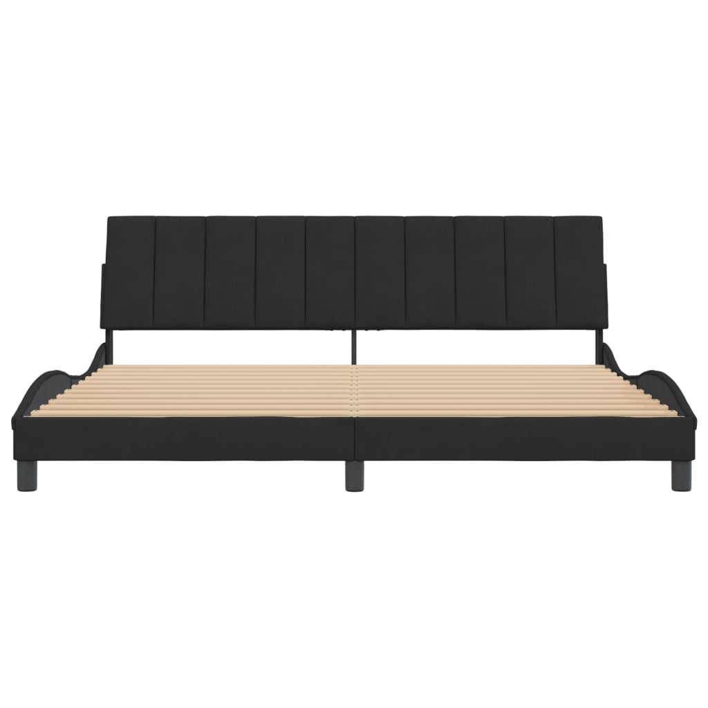 Bedframe zonder matras "Hanko" 200x200 cm fluweel zwart is nu te koop bij PeponiXL, paradijselijk wonen!