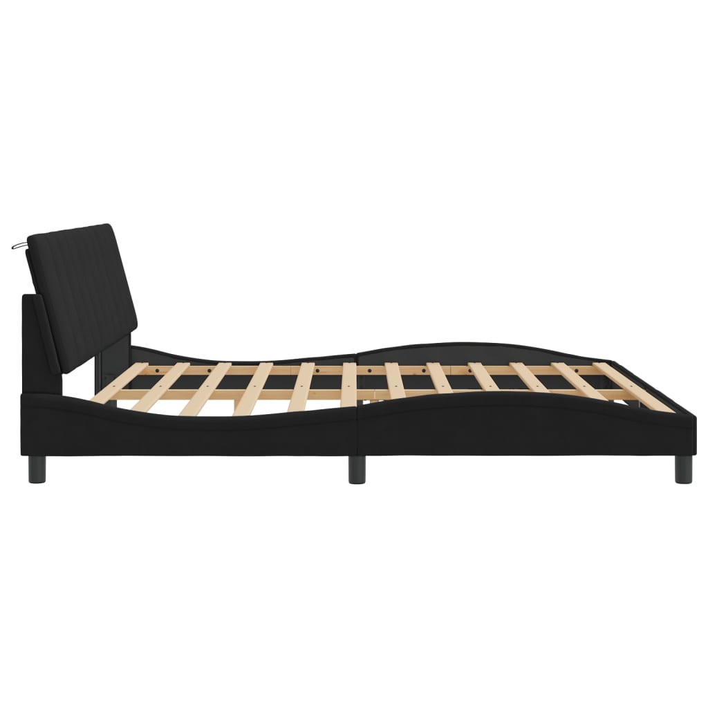 Bedframe zonder matras "Hanko" 200x200 cm fluweel zwart is nu te koop bij PeponiXL, paradijselijk wonen!