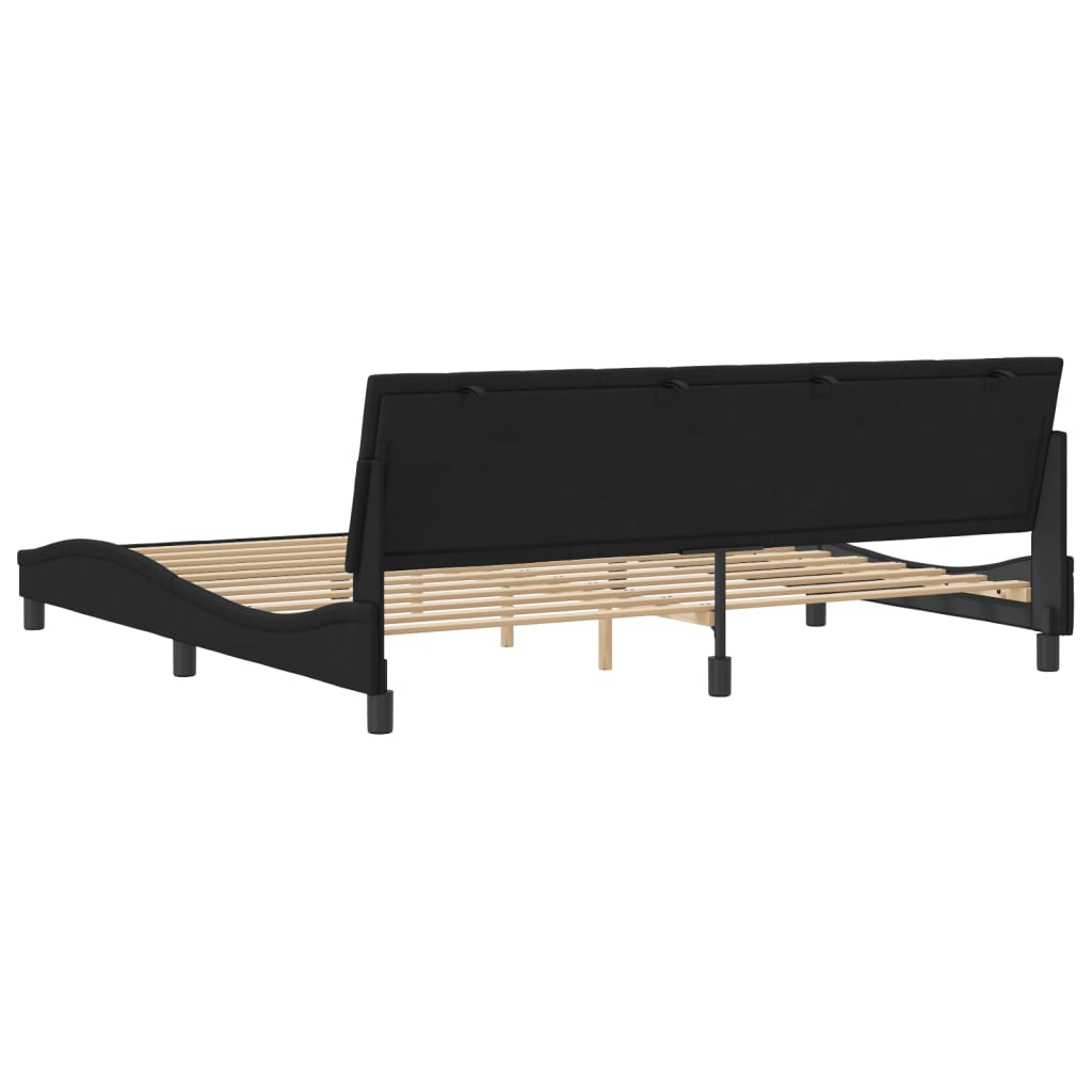 Bedframe zonder matras "Hanko" 200x200 cm fluweel zwart is nu te koop bij PeponiXL, paradijselijk wonen!