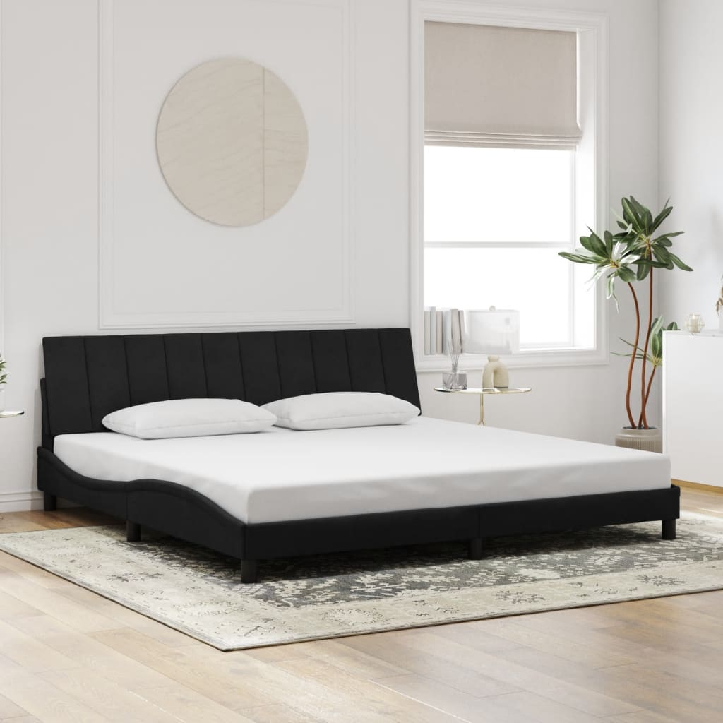 Bedframe zonder matras "Hanko" 200x200 cm fluweel zwart is nu te koop bij PeponiXL, paradijselijk wonen!
