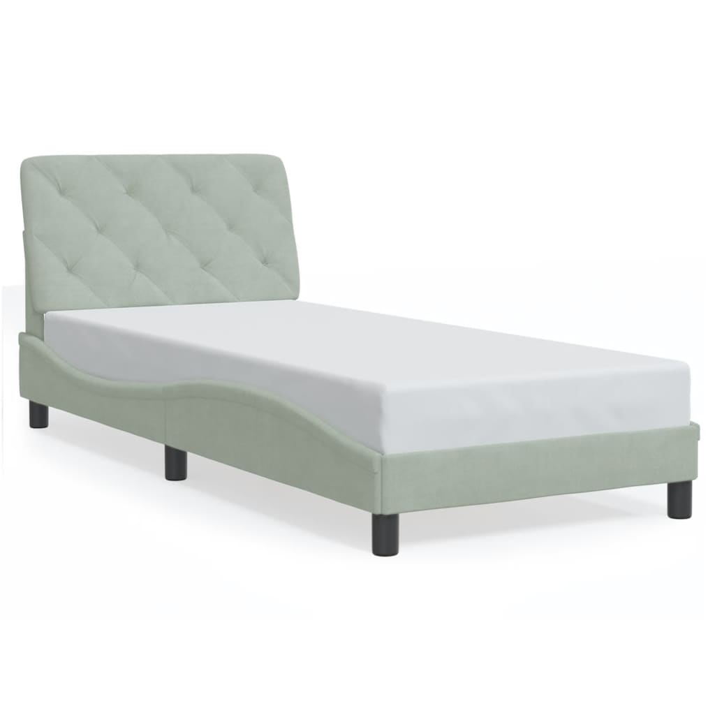 Bedframe zonder matras 80x200 cm fluweel lichtgrijs is nu te koop bij PeponiXL, paradijselijk wonen!
