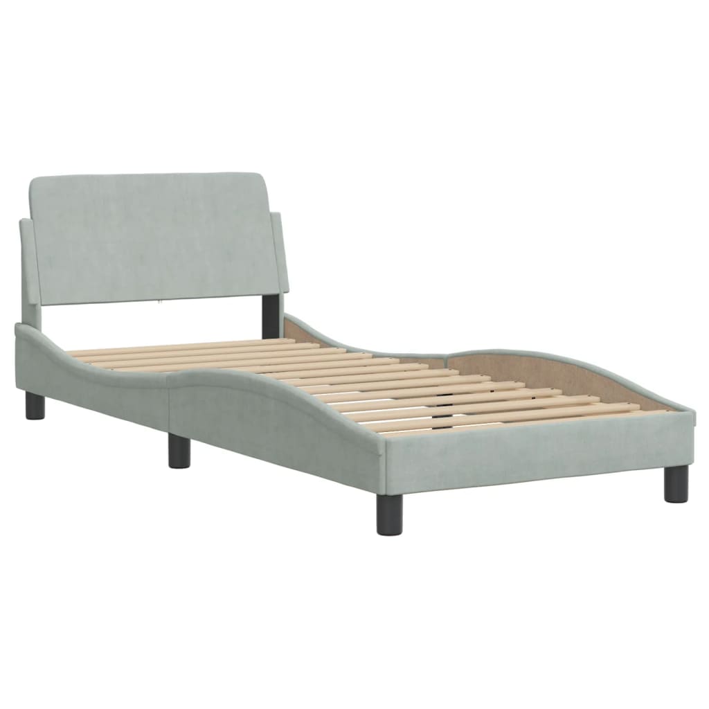 Bedframe zonder matras 80x200 cm fluweel lichtgrijs is nu te koop bij PeponiXL, paradijselijk wonen!
