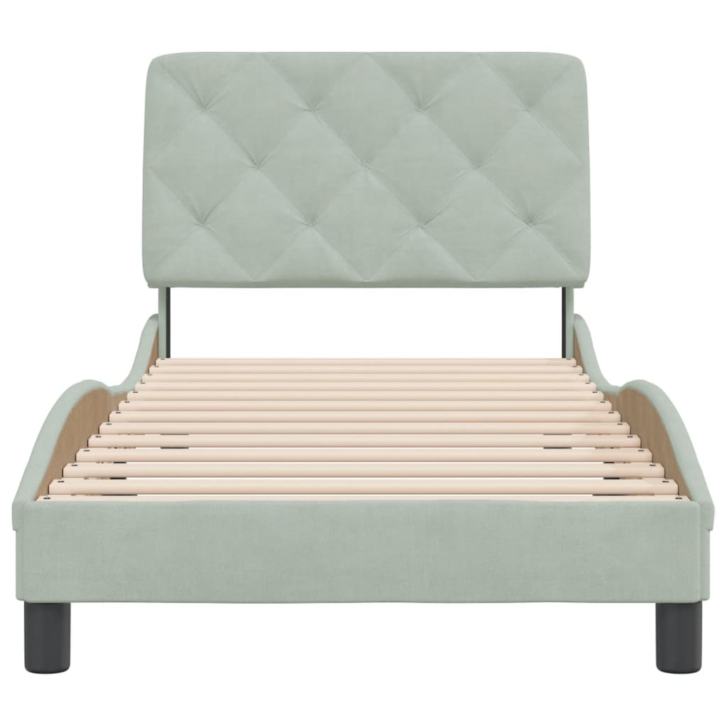 Bedframe zonder matras 80x200 cm fluweel lichtgrijs is nu te koop bij PeponiXL, paradijselijk wonen!