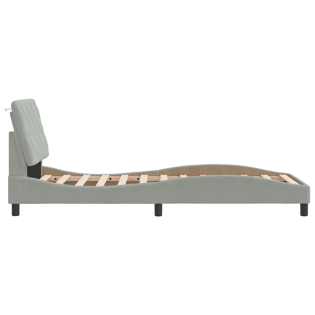 Bedframe zonder matras 80x200 cm fluweel lichtgrijs is nu te koop bij PeponiXL, paradijselijk wonen!