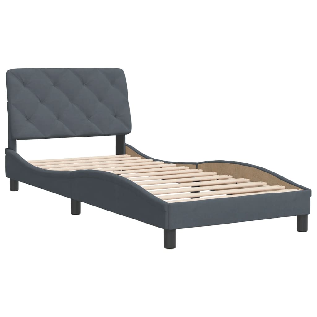 Bedframe zonder matras 80x200 cm fluweel donkergrijs is nu te koop bij PeponiXL, paradijselijk wonen!