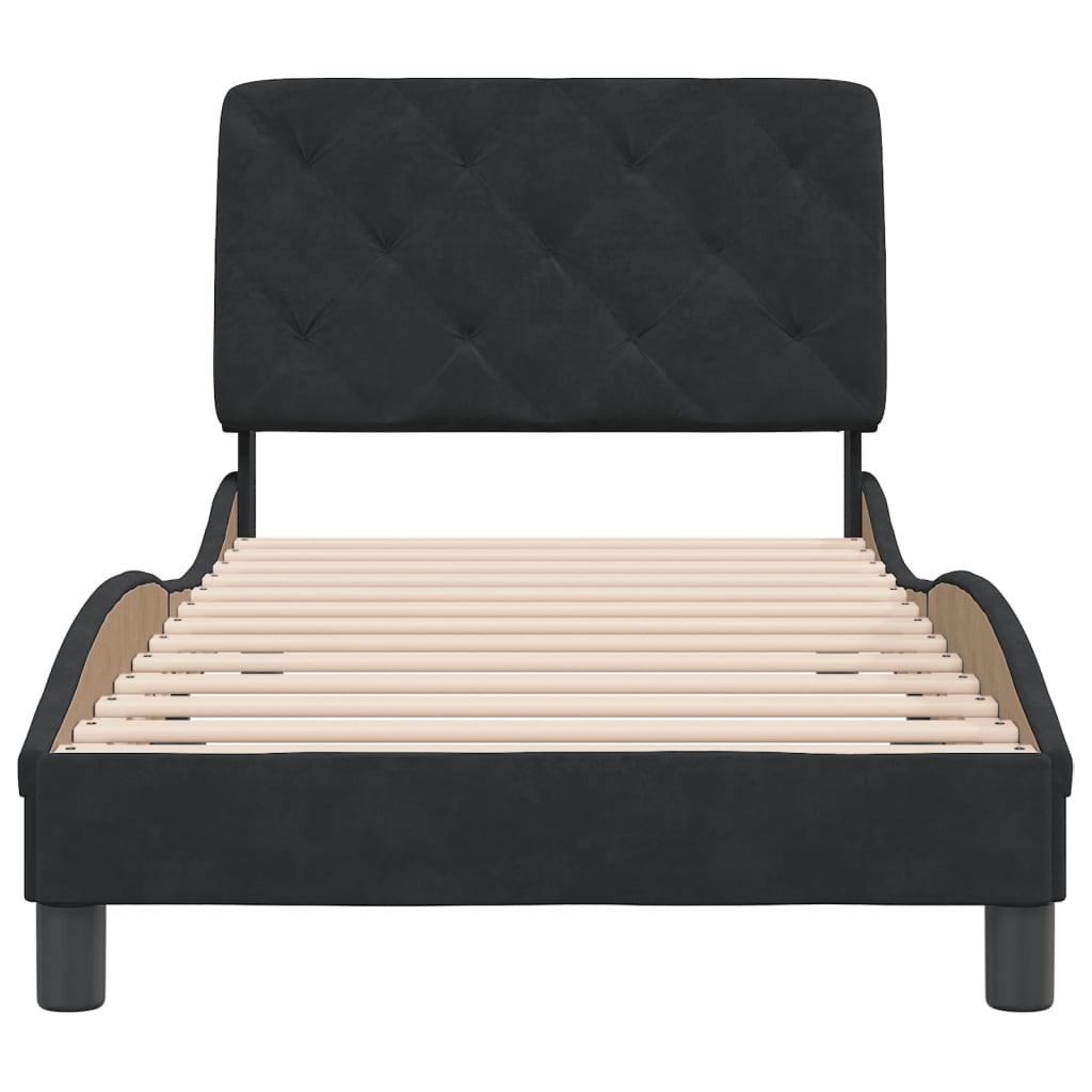 Bedframe zonder matras fluweel zwart 80x200 cm is nu te koop bij PeponiXL, paradijselijk wonen!