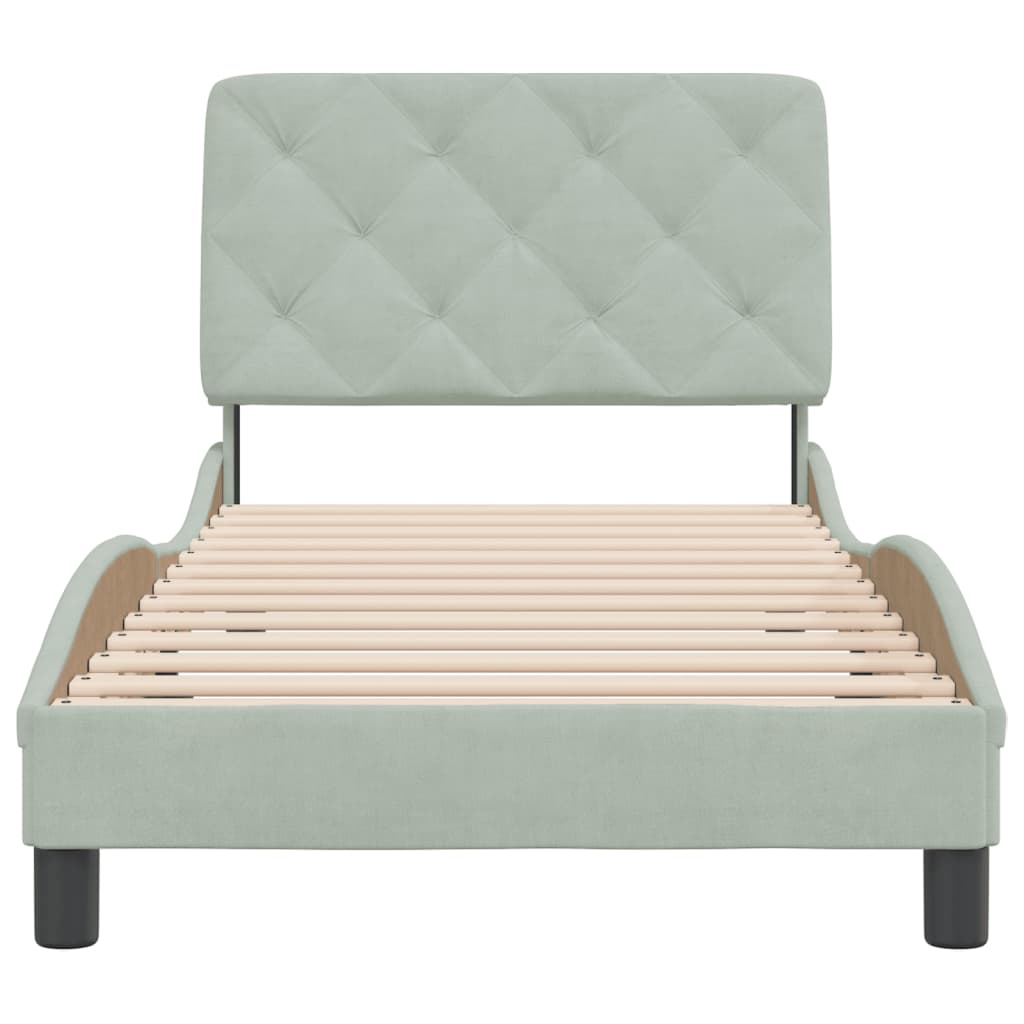 Bedframe zonder matras 90x190 cm fluweel lichtgrijs is nu te koop bij PeponiXL, paradijselijk wonen!
