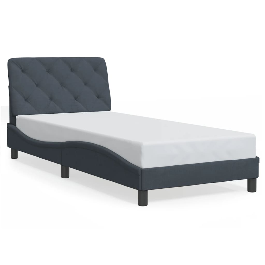 Bedframe zonder matras 90x190 cm fluweel donkergrijs is nu te koop bij PeponiXL, paradijselijk wonen!