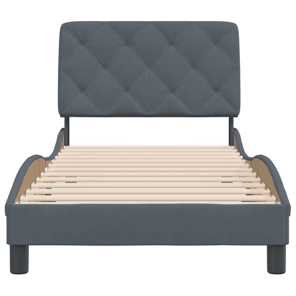 Bedframe zonder matras 90x190 cm fluweel donkergrijs is nu te koop bij PeponiXL, paradijselijk wonen!