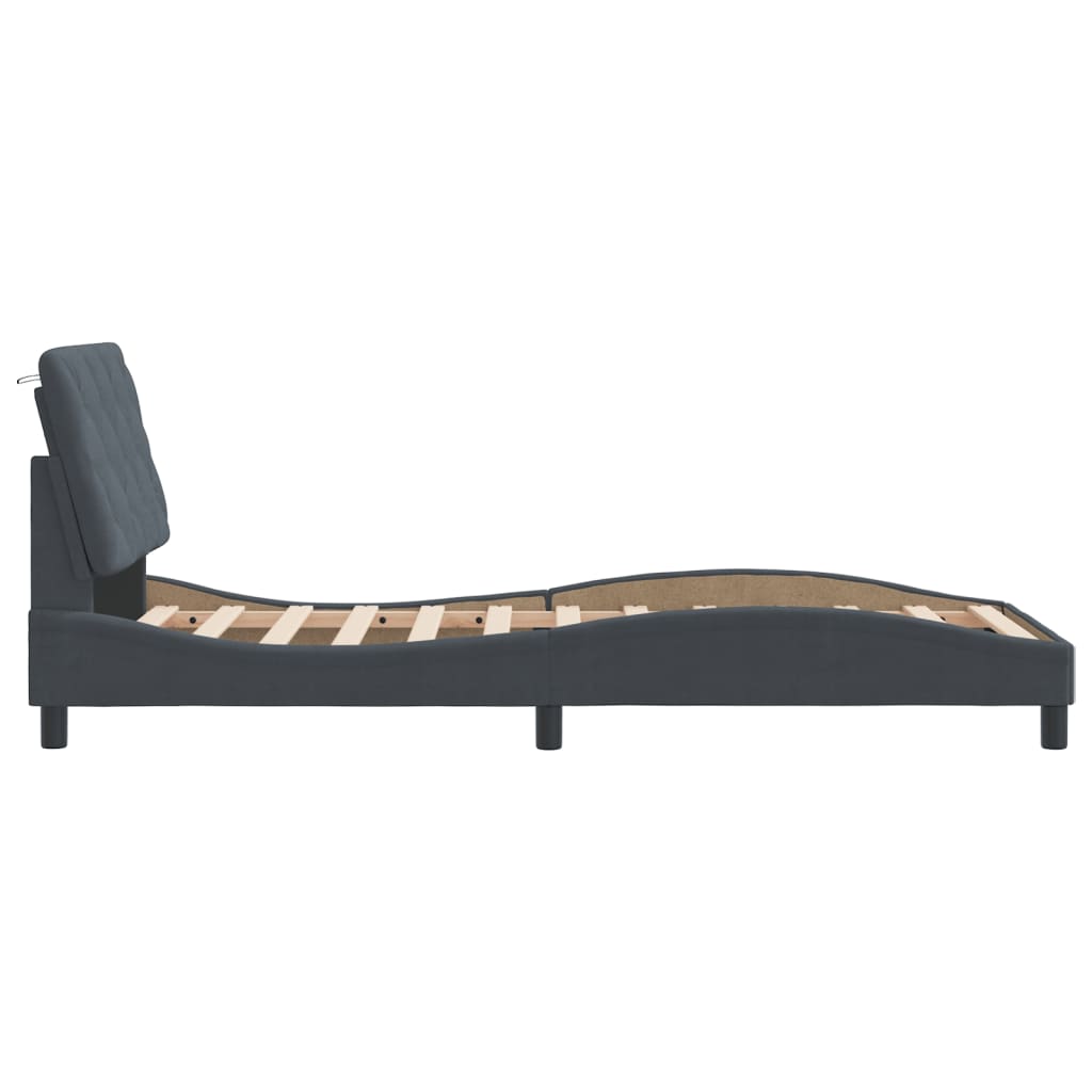 Bedframe zonder matras 90x190 cm fluweel donkergrijs is nu te koop bij PeponiXL, paradijselijk wonen!
