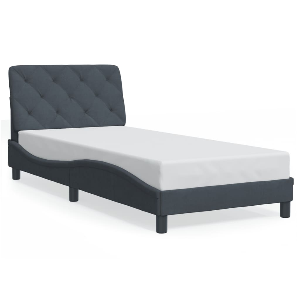 Bedframe zonder matras 90x190 cm fluweel donkergrijs is nu te koop bij PeponiXL, paradijselijk wonen!