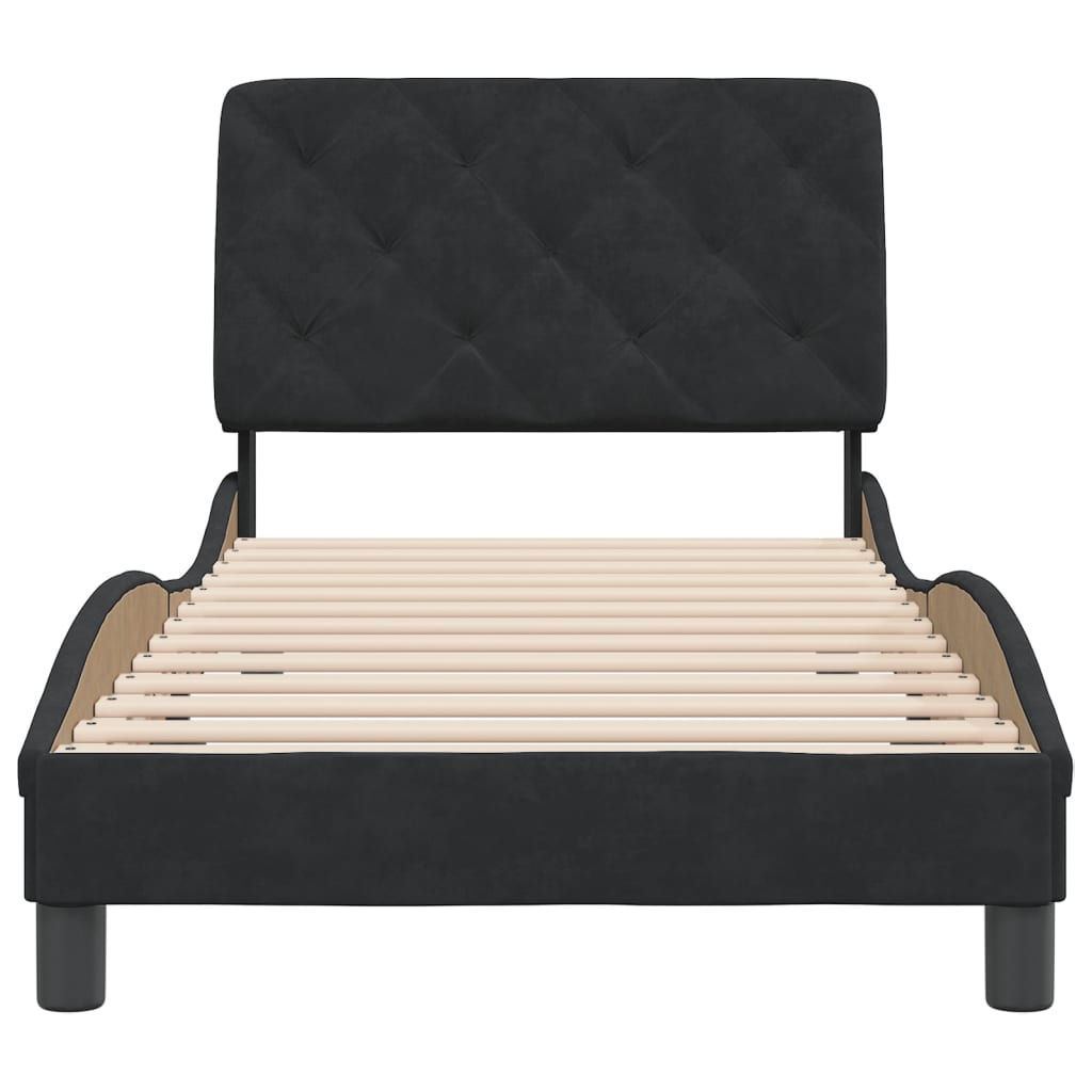 Bedframe zonder matras fluweel zwart 90x190 cm is nu te koop bij PeponiXL, paradijselijk wonen!