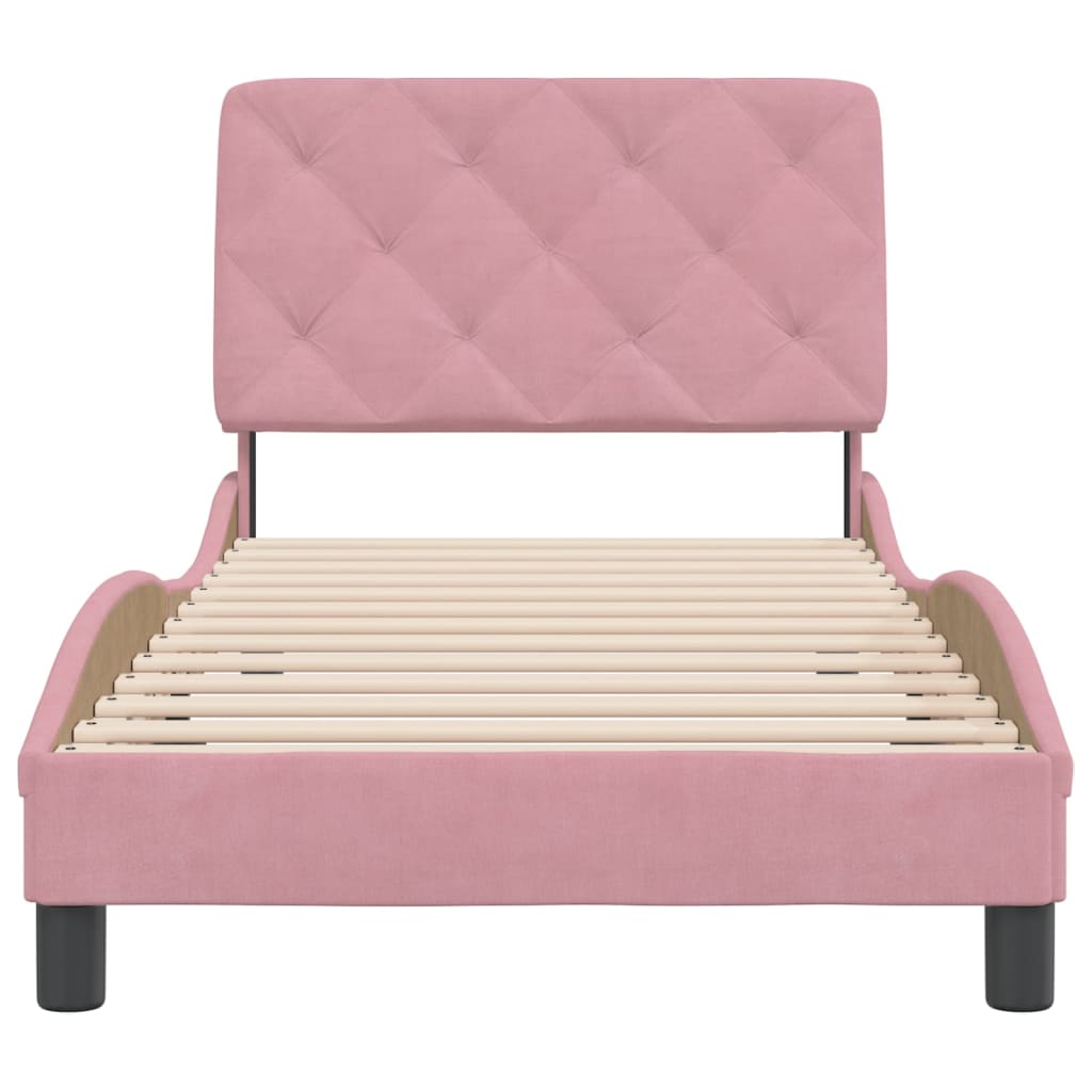Bedframe zonder matras fluweel roze 90x190 cm is nu te koop bij PeponiXL, paradijselijk wonen!