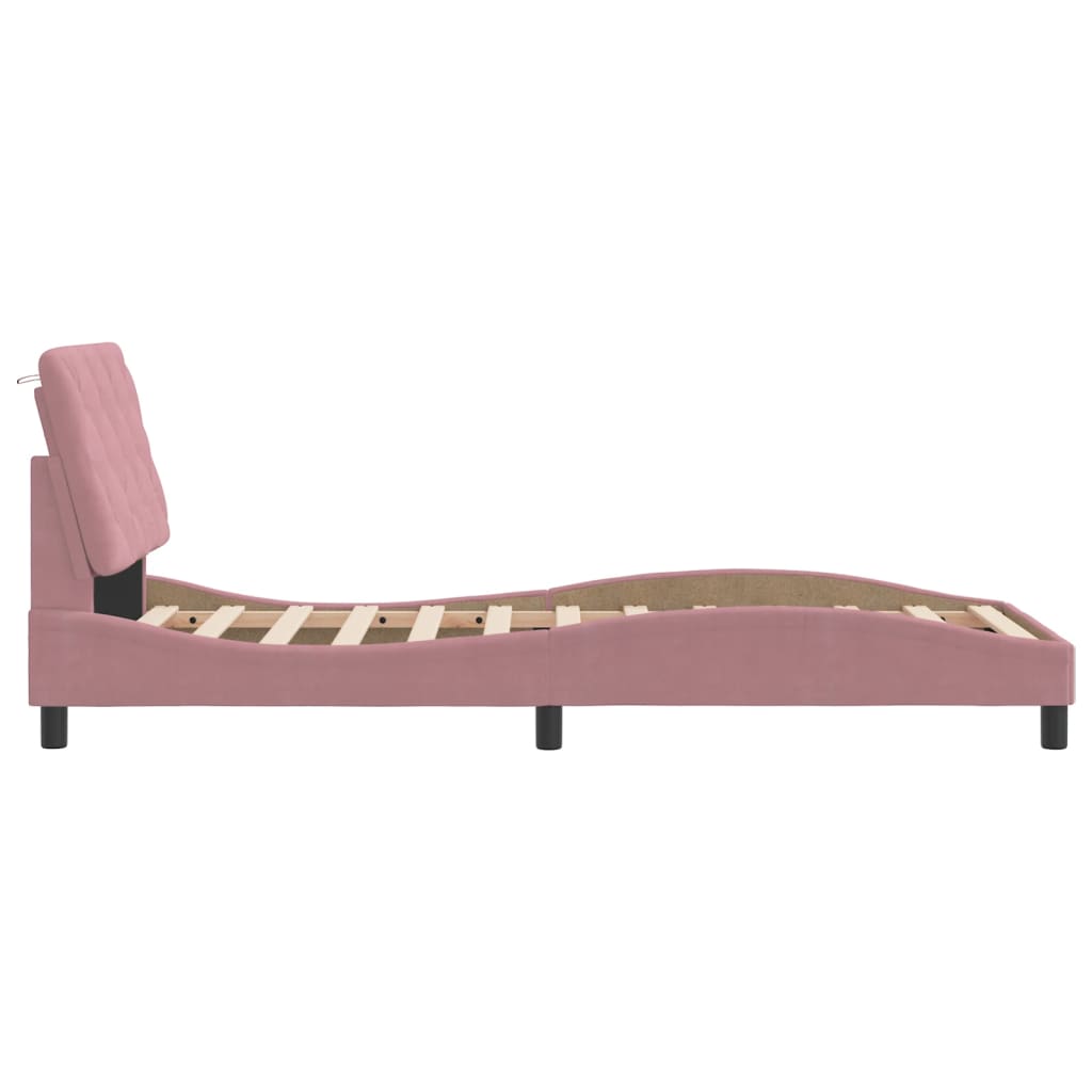 Bedframe zonder matras fluweel roze 90x190 cm is nu te koop bij PeponiXL, paradijselijk wonen!