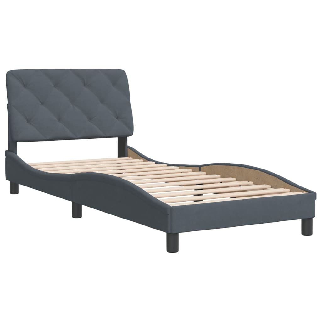 Bedframe zonder matras 90x200 cm fluweel donkergrijs is nu te koop bij PeponiXL, paradijselijk wonen!