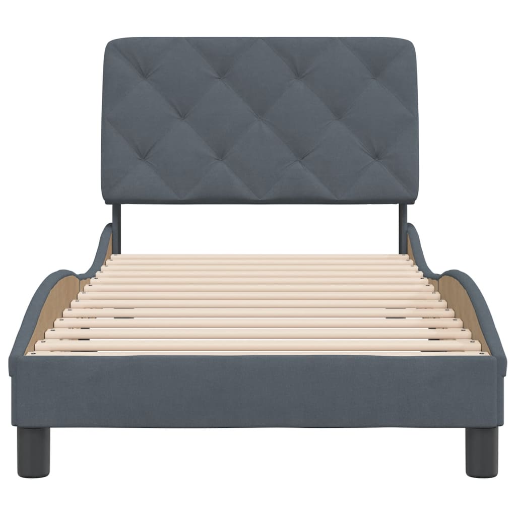 Bedframe zonder matras 90x200 cm fluweel donkergrijs is nu te koop bij PeponiXL, paradijselijk wonen!