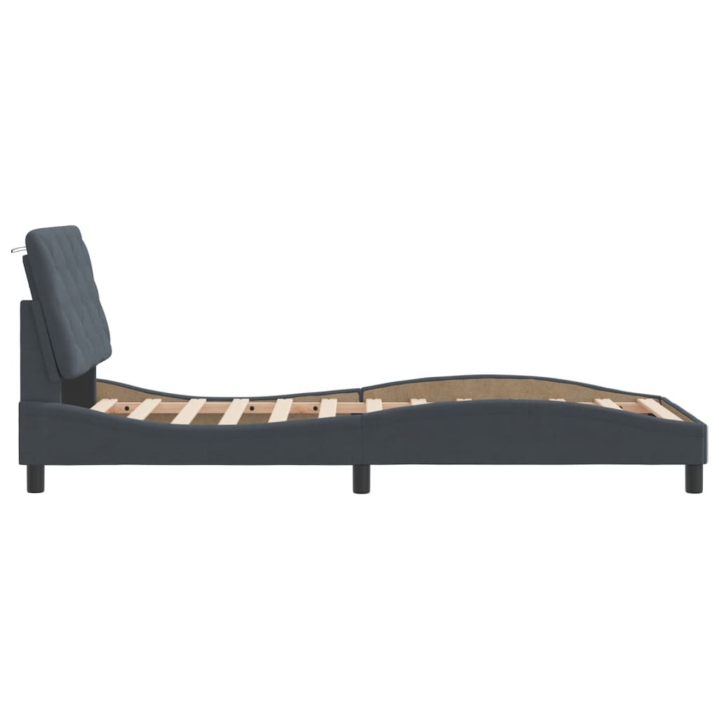 Bedframe zonder matras 90x200 cm fluweel donkergrijs is nu te koop bij PeponiXL, paradijselijk wonen!