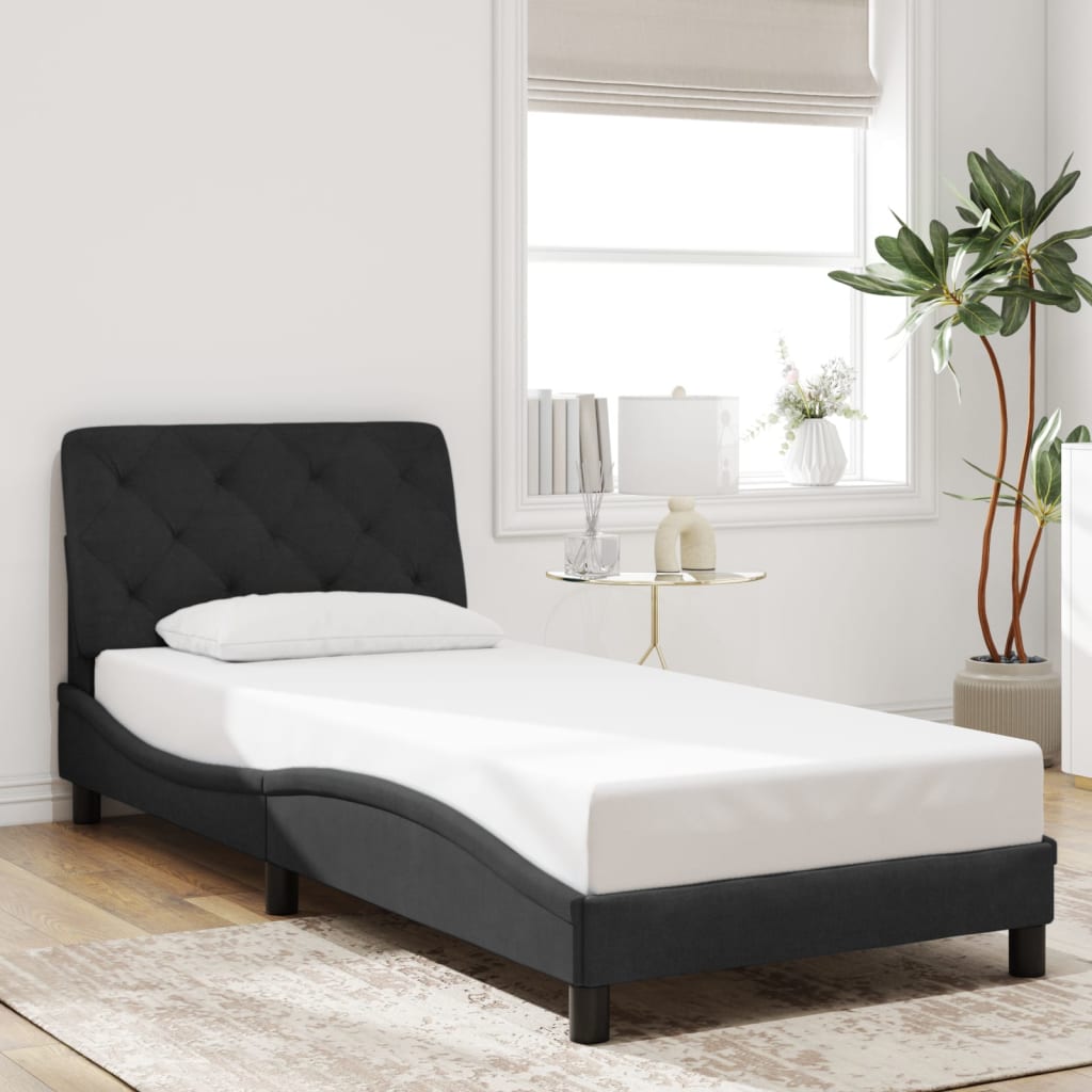 Bedframe zonder matras fluweel zwart 90x200 cm is nu te koop bij PeponiXL, paradijselijk wonen!