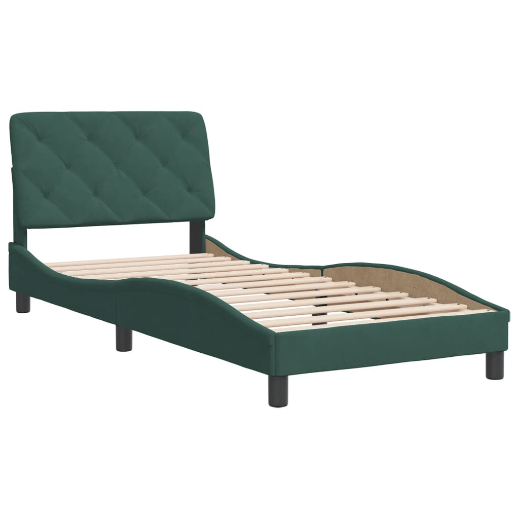 Bedframe zonder matras 90x200 cm fluweel donkergroen is nu te koop bij PeponiXL, paradijselijk wonen!