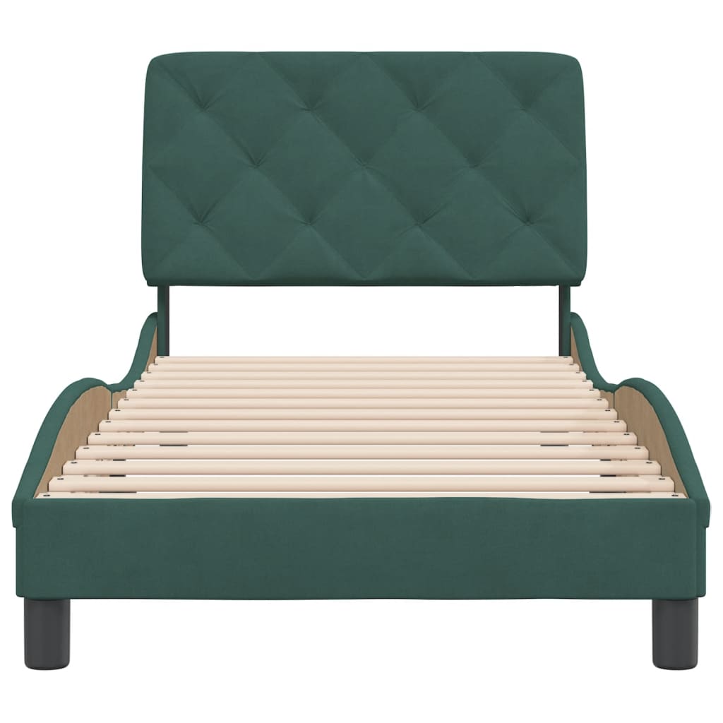 Bedframe zonder matras 90x200 cm fluweel donkergroen is nu te koop bij PeponiXL, paradijselijk wonen!