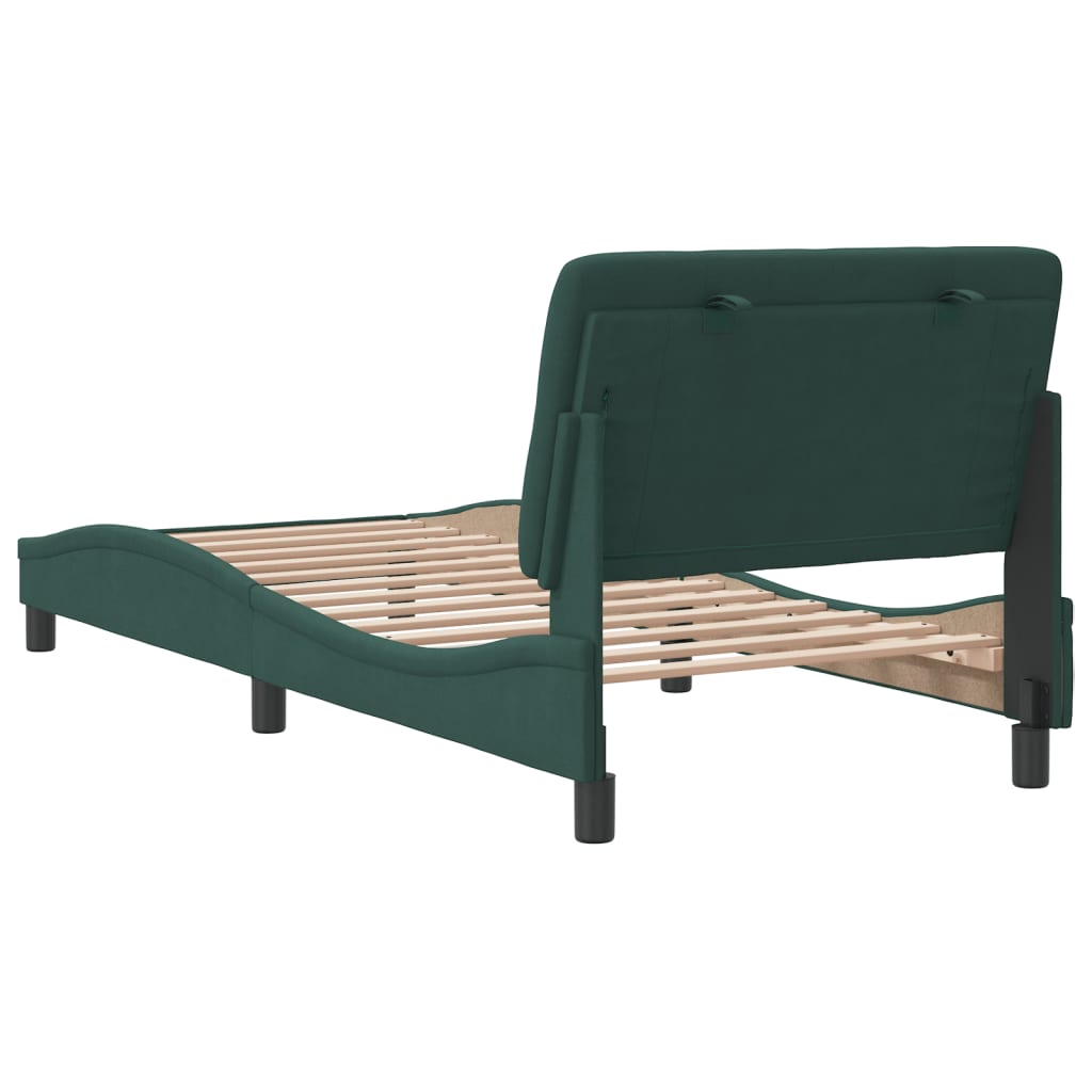 Bedframe zonder matras 90x200 cm fluweel donkergroen is nu te koop bij PeponiXL, paradijselijk wonen!