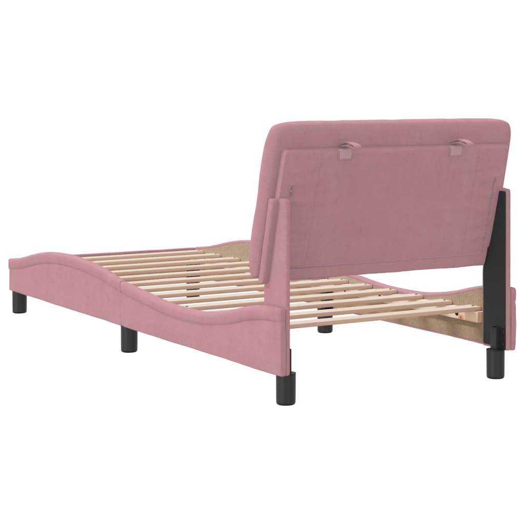 Bedframe zonder matras fluweel roze 90x200 cm is nu te koop bij PeponiXL, paradijselijk wonen!
