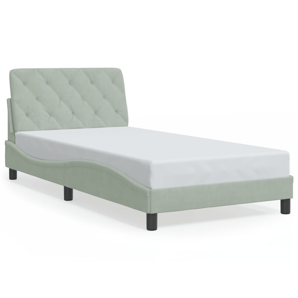 Bedframe zonder matras 100x200 cm fluweel lichtgrijs is nu te koop bij PeponiXL, paradijselijk wonen!