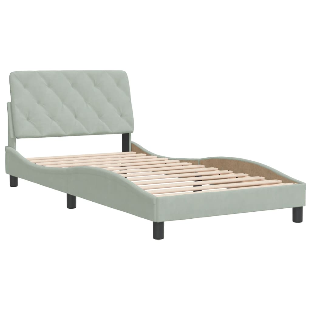 Bedframe zonder matras 100x200 cm fluweel lichtgrijs is nu te koop bij PeponiXL, paradijselijk wonen!