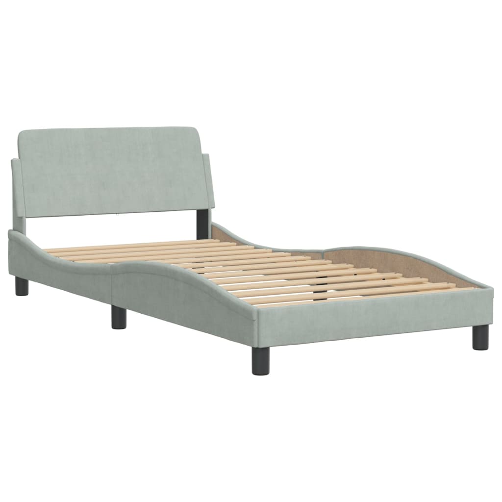 Bedframe zonder matras 100x200 cm fluweel lichtgrijs is nu te koop bij PeponiXL, paradijselijk wonen!