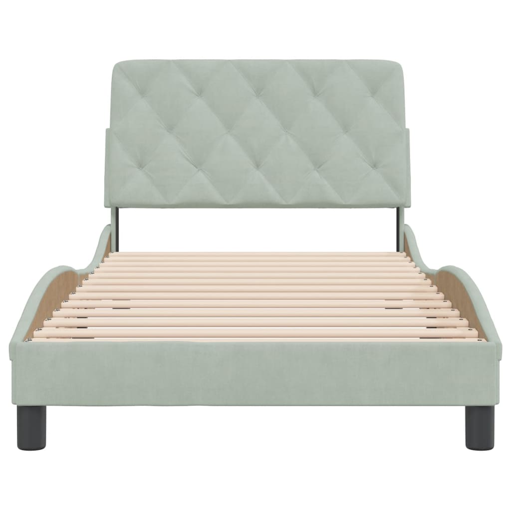 Bedframe zonder matras 100x200 cm fluweel lichtgrijs is nu te koop bij PeponiXL, paradijselijk wonen!