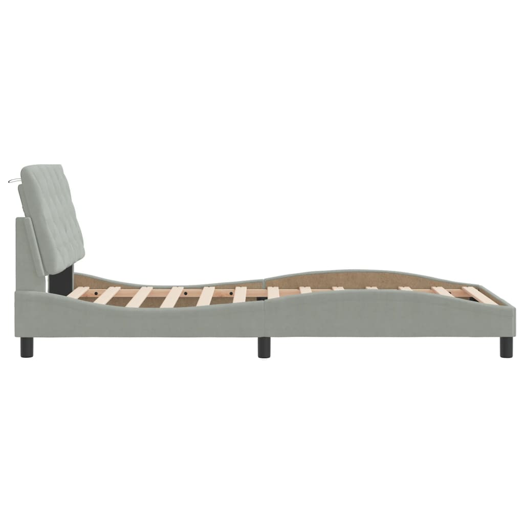 Bedframe zonder matras 100x200 cm fluweel lichtgrijs is nu te koop bij PeponiXL, paradijselijk wonen!
