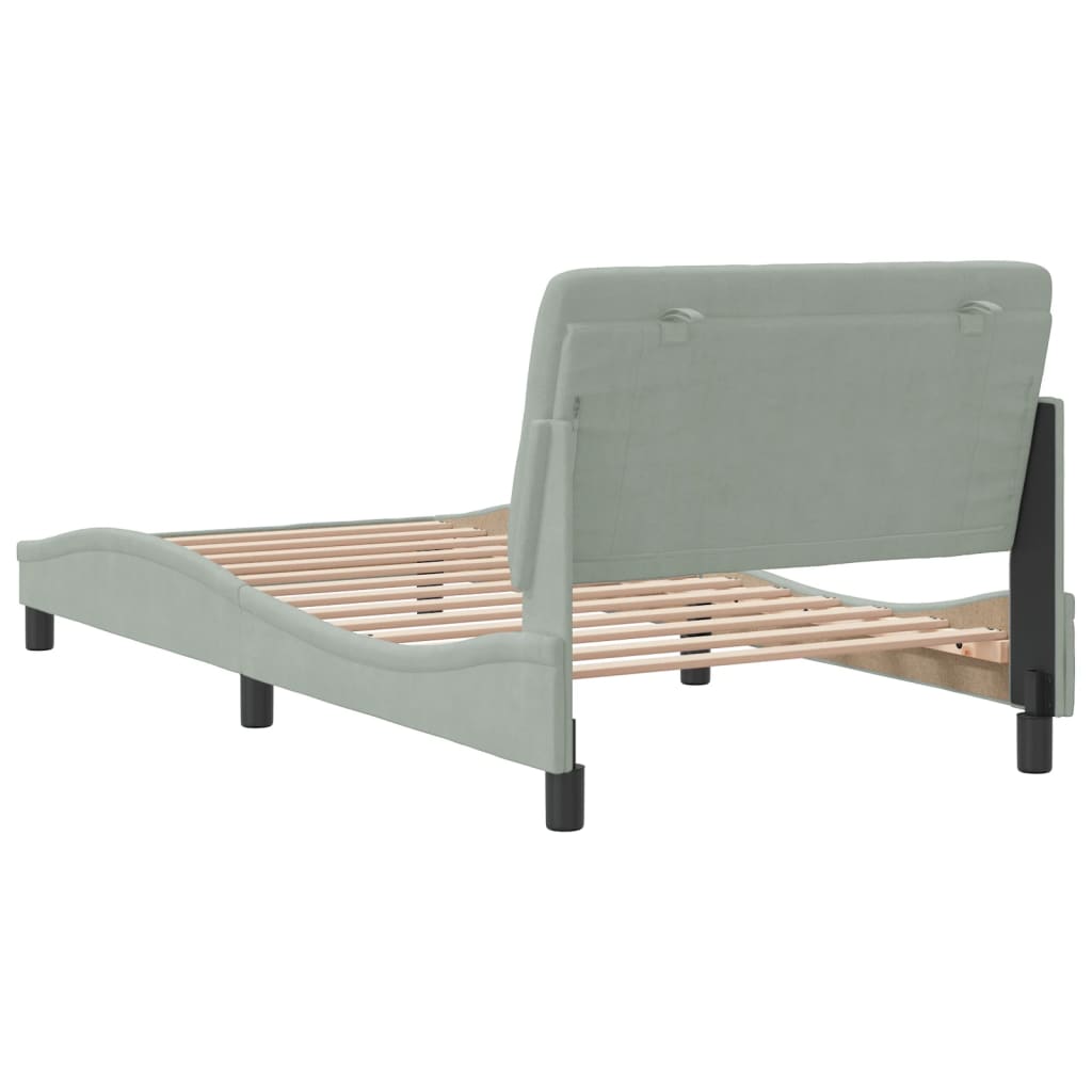 Bedframe zonder matras 100x200 cm fluweel lichtgrijs is nu te koop bij PeponiXL, paradijselijk wonen!